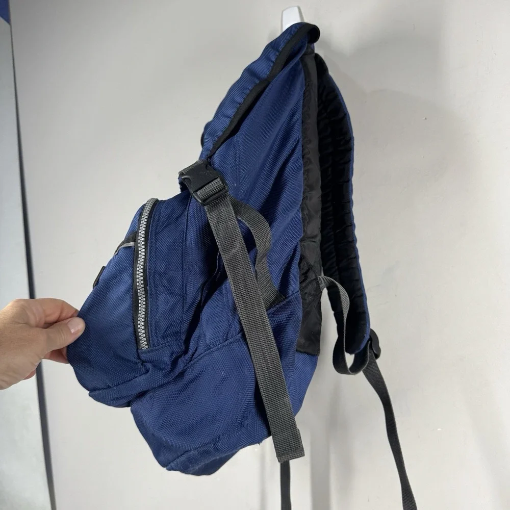 Eddie Bauer Vtg Y2K Blue Nylon Rucksack Camping Outdoor Hiking Backpack 17